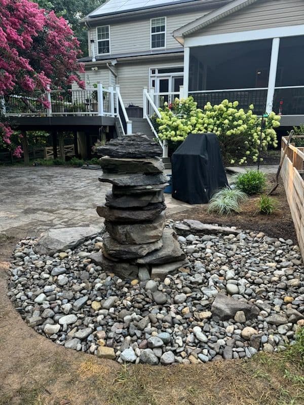 Gallery photos for Tranquil Backyard Oasis with New Stone Fountain: Image #1