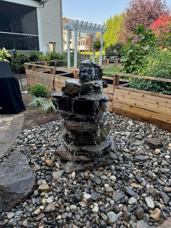 Gallery photos for Tranquil Backyard Oasis with New Stone Fountain: Image #2